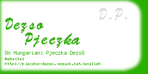 dezso pjeczka business card